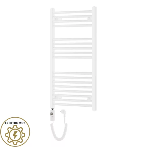 HD Standard White 1000x500 mm íves elektromos törölközőszárító radiátor 400W-os fűtőpatronnal, fényes fehér
