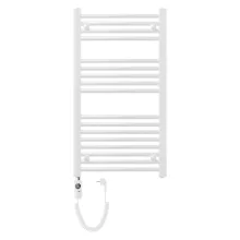 HD Standard White 1000x500 mm íves elektromos törölközőszárító radiátor 400W-os fűtőpatronnal, fényes fehér