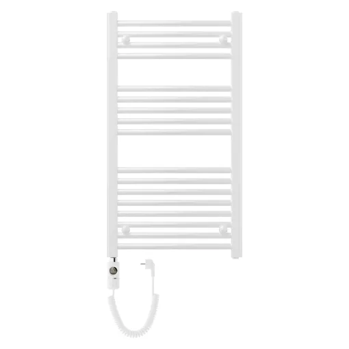 HD Standard White 1000x500 mm íves elektromos törölközőszárító radiátor 400W-os fűtőpatronnal, fényes fehér