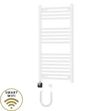 HD Standard White 1000x500 mm íves smart elektromos törölközőszárító radiátor 400W-os wifi-s fűtőpatronnal, fényes fehér
