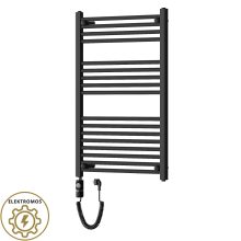 HD Standard Black 1000x600 mm egyenes elektromos törölközőszárító radiátor 400W-os fűtőpatronnal, matt fekete