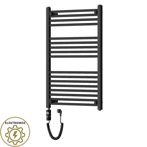HD Standard Black 1000x600 mm egyenes elektromos törölközőszárító radiátor 400W-os fűtőpatronnal, matt fekete