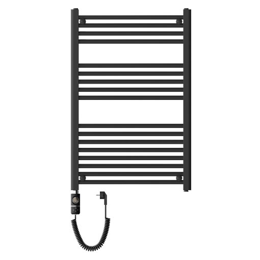HD Standard Black 1000x600 mm egyenes elektromos törölközőszárító radiátor 400W-os fűtőpatronnal, matt fekete