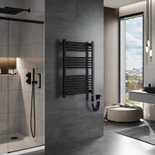 HD Standard Black 1000x600 mm egyenes elektromos törölközőszárító radiátor 400W-os fűtőpatronnal, matt fekete