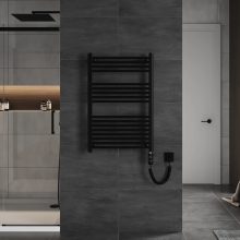 HD Standard Black 1000x600 mm egyenes elektromos törölközőszárító radiátor 400W-os fűtőpatronnal, matt fekete