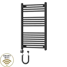 HD Standard Black 1000x600 mm egyenes smart elektromos törölközőszárító radiátor 400W-os wifi-s fűtőpatronnal, matt fekete