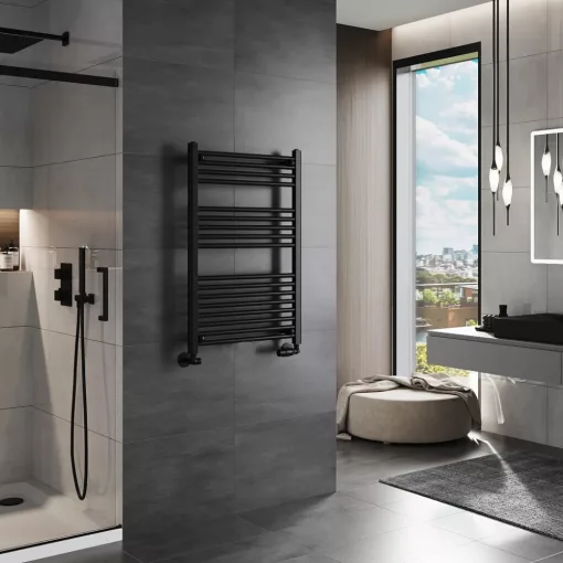 HD Standard Black 1000x600 mm egyenes törölközőszárító radiátor, matt fekete