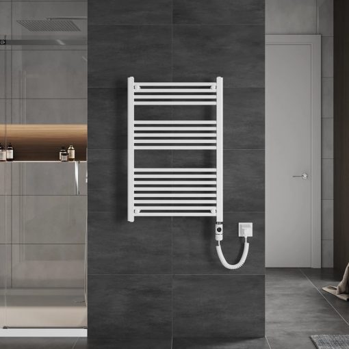 HD Standard White 1000x600 mm egyenes elektromos törölközőszárító radiátor 400W-os fűtőpatronnal, fényes fehér