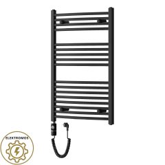   HD Standard Black 1000x600 mm íves elektromos törölközőszárító radiátor 400W-os fűtőpatronnal, matt fekete