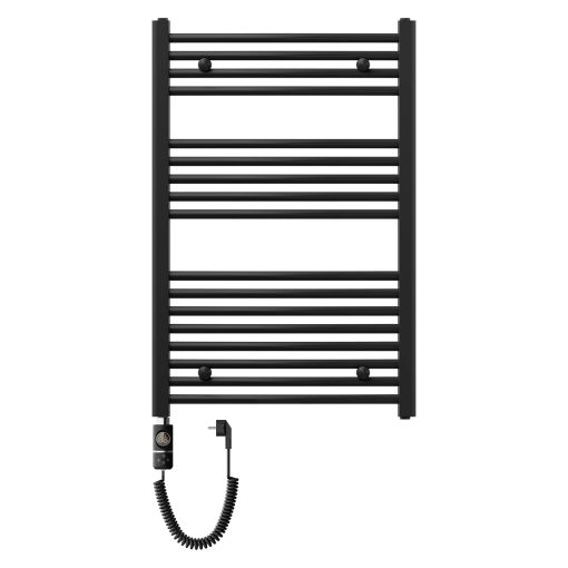 HD Standard Black 1000x600 mm íves elektromos törölközőszárító radiátor 400W-os fűtőpatronnal, matt fekete
