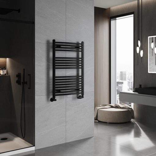 HD Standard Black 1000x600 mm íves törölközőszárító radiátor, matt fekete