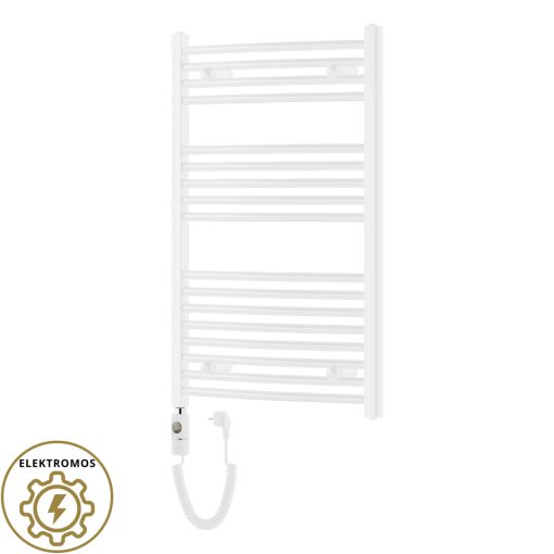 HD Standard White 1000x600 mm íves elektromos törölközőszárító radiátor 400W-os fűtőpatronnal, fényes fehér