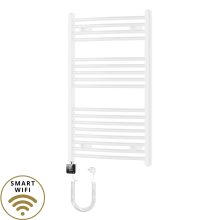 HD Standard White 1000x600 mm íves smart elektromos törölközőszárító radiátor 400W-os wifi-s fűtőpatronnal, fényes fehér