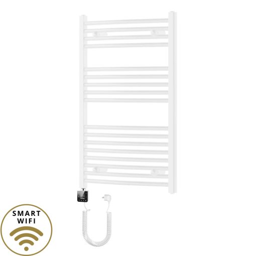 HD Standard White 1000x600 mm íves smart elektromos törölközőszárító radiátor 400W-os wifi-s fűtőpatronnal, fényes fehér