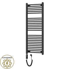   HD Standard Black 1200x500 mm egyenes elektromos törölközőszárító radiátor 400W-os fűtőpatronnal, matt fekete
