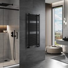 HD Standard Black 1200x500 mm egyenes törölközőszárító radiátor, matt fekete