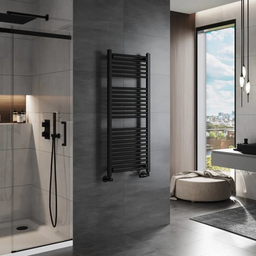 HD Standard Black 1200x500 mm egyenes törölközőszárító radiátor, matt fekete