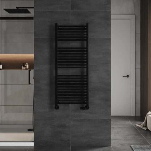 HD Standard Black 1200x500 mm egyenes törölközőszárító radiátor, matt fekete