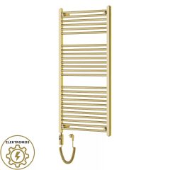   HD Standard Gold 1200x500 mm egyenes elektromos törölközőszárító radiátor 400W-os fűtőpatronnal, fényes arany
