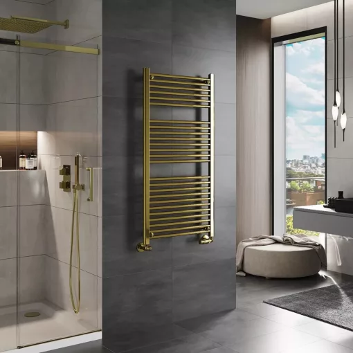 HD Standard Gold 1200x500 mm egyenes törölközőszárító radiátor, fényes arany