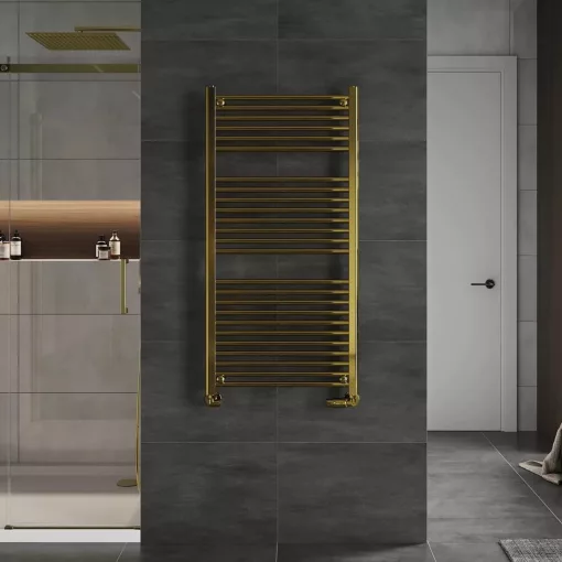 HD Standard Gold 1200x500 mm egyenes törölközőszárító radiátor, fényes arany