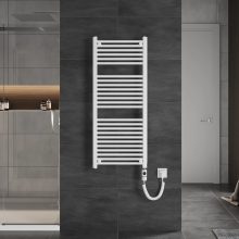 HD Standard White 1200x500 mm egyenes elektromos törölközőszárító radiátor 400W-os fűtőpatronnal, fényes fehér