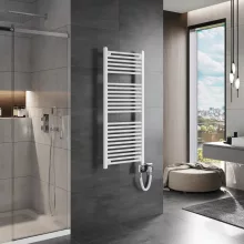 HD Standard White 1200x500 mm egyenes smart elektromos törölközőszárító radiátor 400W-os wifi-s fűtőpatronnal, fényes fehér