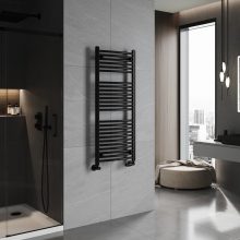 HD Standard Black 1200x500 mm íves törölközőszárító radiátor, matt fekete