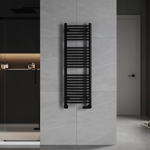 HD Standard Black 1200x500 mm íves törölközőszárító radiátor, matt fekete