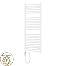 HD Standard White 1200x500 mm íves elektromos törölközőszárító radiátor 400W-os fűtőpatronnal, fényes fehér