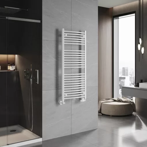 HD Standard White 1200x500 mm íves törölközőszárító radiátor, fényes fehér