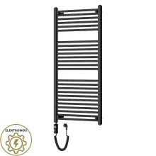 HD Standard Black 1200x600 mm egyenes elektromos törölközőszárító radiátor 400W-os fűtőpatronnal, matt fekete