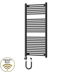   HD Standard Black 1200x600 mm egyenes smart elektromos törölközőszárító radiátor 400W-os wifi-s fűtőpatronnal, matt fekete