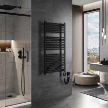 HD Standard Black 1200x600 mm egyenes smart elektromos törölközőszárító radiátor 400W-os wifi-s fűtőpatronnal, matt fekete