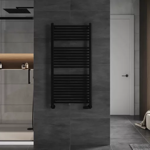 HD Standard Black 1200x600 mm egyenes törölközőszárító radiátor, matt fekete