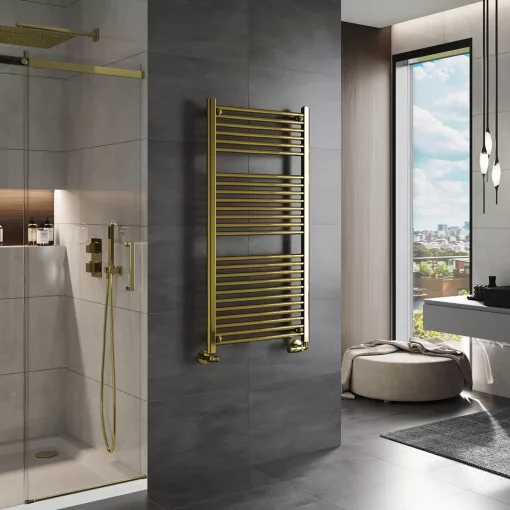 HD Standard Gold 1200x600 mm egyenes törölközőszárító radiátor, fényes arany