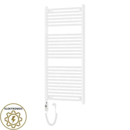 HD Standard White 1200x600 mm egyenes elektromos törölközőszárító radiátor 400W-os fűtőpatronnal, fényes fehér