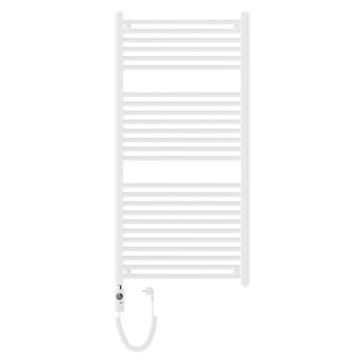 HD Standard White 1200x600 mm egyenes elektromos törölközőszárító radiátor 400W-os fűtőpatronnal, fényes fehér