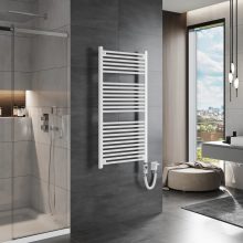 HD Standard White 1200x600 mm egyenes elektromos törölközőszárító radiátor 400W-os fűtőpatronnal, fényes fehér