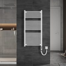 HD Standard White 1200x600 mm egyenes elektromos törölközőszárító radiátor 400W-os fűtőpatronnal, fényes fehér