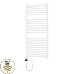   HD Standard White 1200x600 mm egyenes smart elektromos törölközőszárító radiátor 400W-os wifi-s fűtőpatronnal, fényes fehér