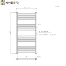 HD Standard White 1200x600 mm egyenes törölközőszárító radiátor, fényes fehér