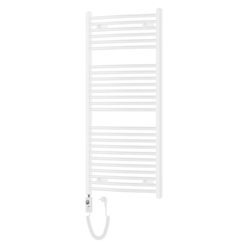 HD Standard White 1200x600 mm íves elektromos törölközőszárító radiátor 400W-os fűtőpatronnal, fényes fehér