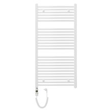 HD Standard White 1200x600 mm íves elektromos törölközőszárító radiátor 400W-os fűtőpatronnal, fényes fehér