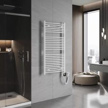 HD Standard White 1200x600 mm íves smart elektromos törölközőszárító radiátor 400W-os wifi-s fűtőpatronnal, fényes fehér
