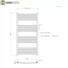 HD Standard White 1200x600 mm íves törölközőszárító radiátor, fényes fehér