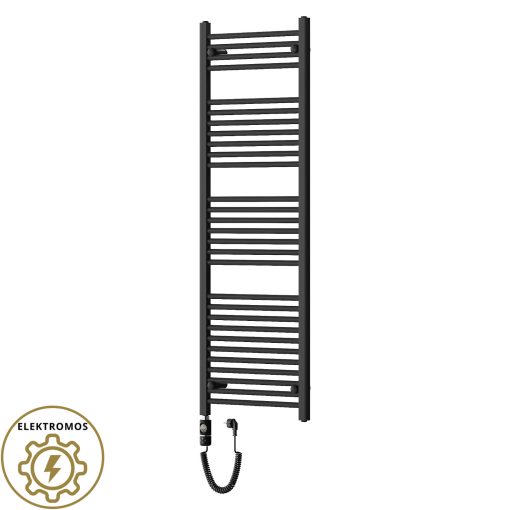 HD Standard Black 1400x500 mm egyenes elektromos törölközőszárító radiátor 400W-os fűtőpatronnal, matt fekete