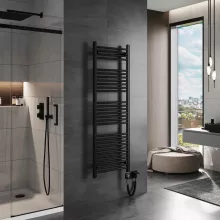 HD Standard Black 1400x500 mm egyenes smart elektromos törölközőszárító radiátor 400W-os wifi-s fűtőpatronnal, matt fekete