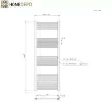 HD Standard Black 1400x500 mm egyenes smart elektromos törölközőszárító radiátor 400W-os wifi-s fűtőpatronnal, matt fekete