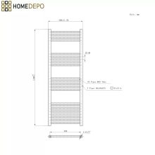 HD Standard Gold 1400x500 mm egyenes elektromos törölközőszárító radiátor 400W-os fűtőpatronnal, fényes arany